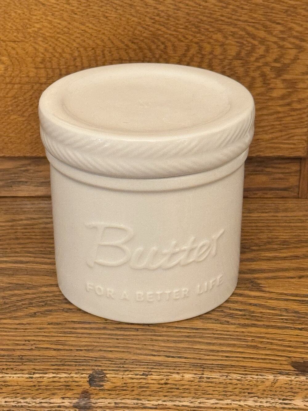 Volentenvir Butter Bell French Butter Jar White Ceramic French Cottage Farm